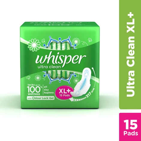 Whisper Ultra Sanitary Pads XL Plus Wings 15 pc Pack