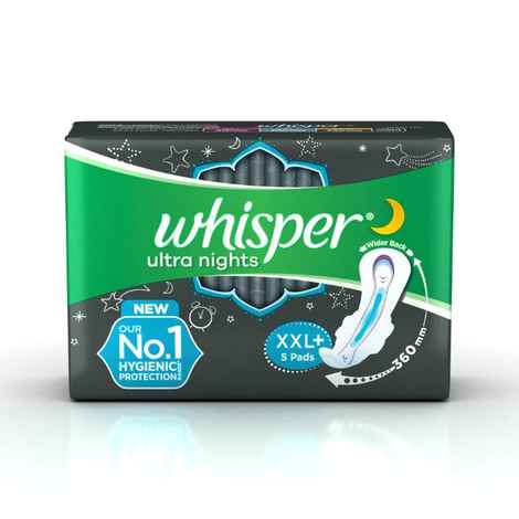 Whisper Ultra Nights Sanitary Pads XXL+ Wings 5 Pc Pack
