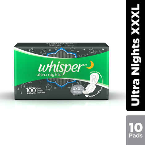 Buy Whisper Ultra Nights Sanitary Pads XXXL Wings 10 Pc Pack - Purplle