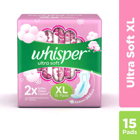 Buy Whisper Ultra Soft XL Sanitary Pads, 15 count - Purplle