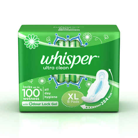 Whisper Ultra Sanitary Pads Extra Large Wings 8 pc Pack