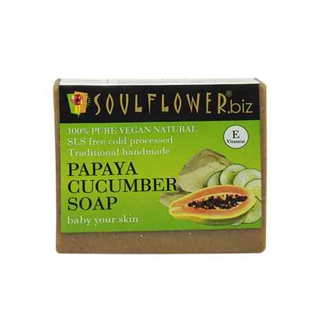 Soulflower Papaya Cucumber Soap (150 g)