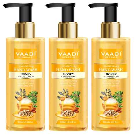 Buy Vaadi Herbals Pack of 3 Deep Moisturizing Honey & Sandal Hand Wash (250 ml x 3) - Purplle