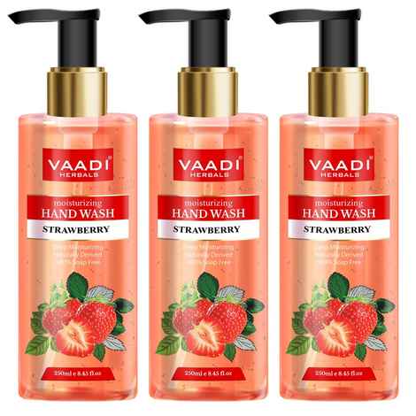 Buy Vaadi Herbals Pack of 3 Deep Moisturizing Strawberry Hand Wash (250 ml x 3) - Purplle