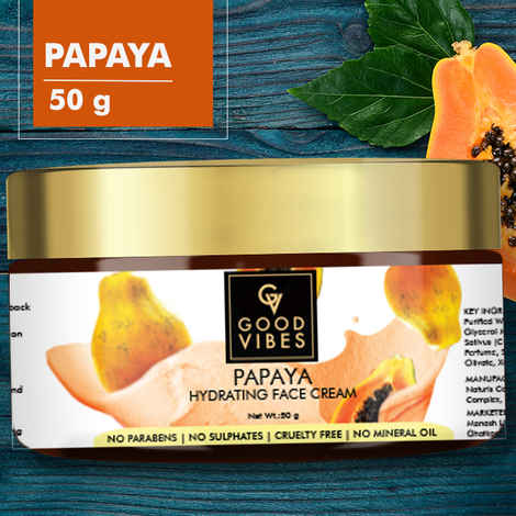 Good Vibes Papaya Hydrating Face Cream | Moisturizing, Glow | With Green Tea | No Parabens, No Sulphates, No Mineral Oil, No Animal Testing (50 g)