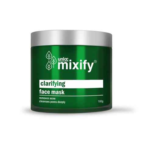 Buy Mixify Unloc “Clarifying” Anti Acne Face Mask with Bentonite Clay, Neem Extract, Tea Tree Oil, Multani Clay, BHA, Avocado Oil and Extracts of Papaya, Mushroom, Spinach & Tomato (100gm) | Paraben Free | Sulphate Free - Purplle