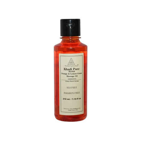 Buy Khadi Pure Herbal Orange & Lemongrass Massage Oil Paraffin-Mineral Oil Free (210 ml) - Purplle