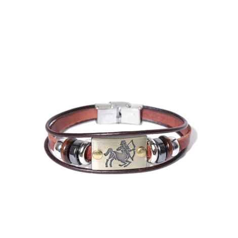 Buy Golden Peacock Unisex Brown & Gold-Toned Sagittarius Multistranded Bracelet - Purplle