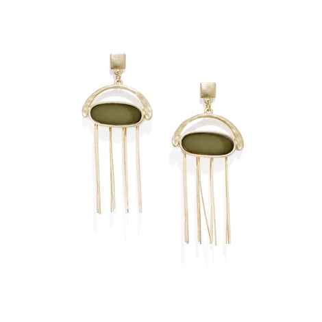 Buy Golden Peacock Gold-Plated & Green Enamel Geometric Drop Earrings - Purplle