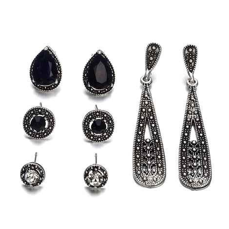 Buy Ferosh Astrid Oxidized Silver Earring Set - Purplle
