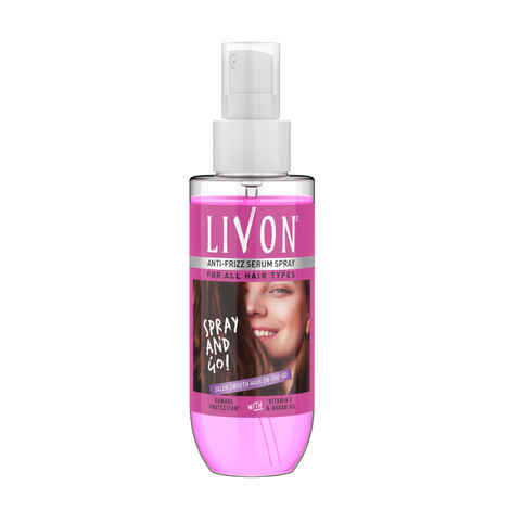 Livon Hair Serum Spray for Smooth, Frizz free & Glossy Hair on the go | With Moroccan Argan Oil & Vitamin B | 50 ml