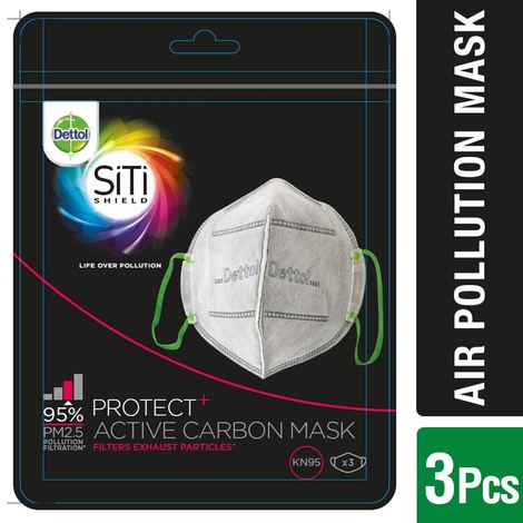 Buy Dettol Siti Shield Carbon Activated Air-Pollution Mask [Pack Of 3] - Purplle