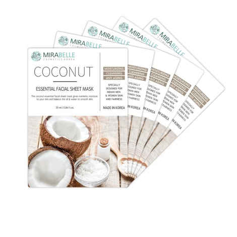 Buy Mirabelle Korea Coconut Essential Facial Sheet Mask (A Pack Of 5) (25 ml) - Purplle