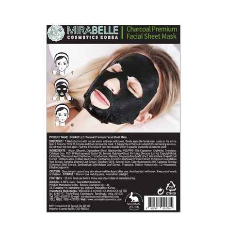 Buy Mirabelle Korea Charcoal Premium Facial Sheet Mask (A Pack Of 5) (25 ml) - Purplle
