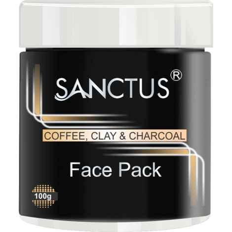 Sanctus Coffee, Clay & Charcoal Face Pack (100 g) (Enriched With Vitamin E, Lactic Acid & Jojoba Oil)
