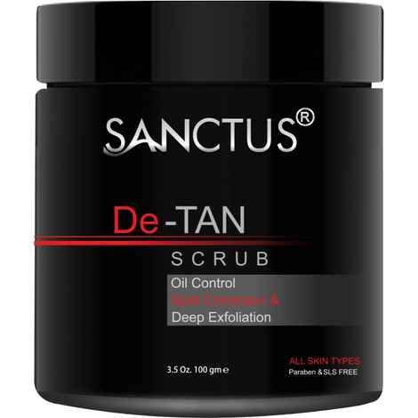Buy Sanctus D-Tan Tan Removal Fairness Scrub (Enriched With Vitamin E, Alpha Arbutin & Kojic Acid) Advanced Oil Control Formula (100 g) - Purplle