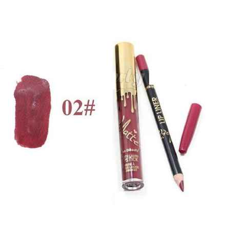 Kiss Beauty Matte Liquid Lip Stick and Lip Liner (02)