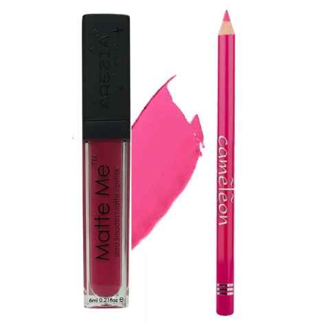 Buy Arezia Matte Me Ultra Smooth Matte Lipstick Lipcream (Lotus Pink) & Camelon Lip Liner (Rosy Pink) - Purplle