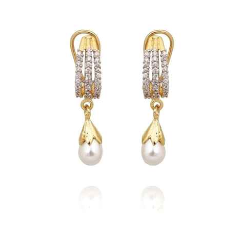 Buy Royal Bling Three AD Row White Drop Earrings - Purplle