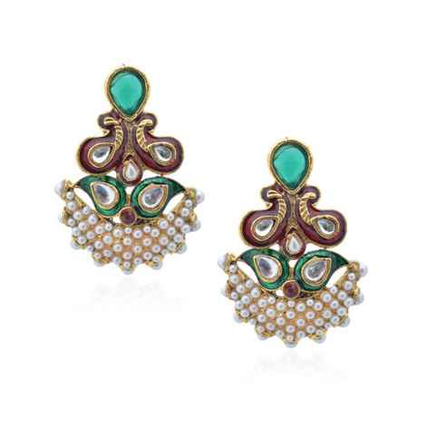 Buy Royal Bling Red Green Mughal Paisley Earrings - Purplle
