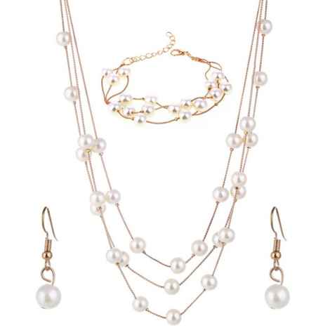 Buy Crunchy Fashion Pearl Multi Layer Necklace Bracelet Earrings Set for Women - Purplle