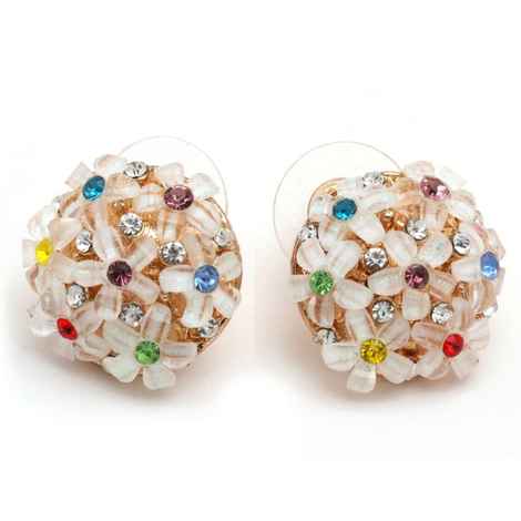 Buy Crunchy Fashion Gold Plated Stylish Floral Stud Earrings Combo - Purplle