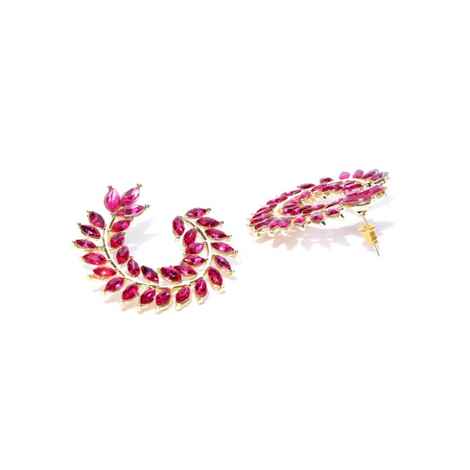 Buy Crunchy Fashion Pink & Gold-Toned Contemporary Drop Earrings - Purplle