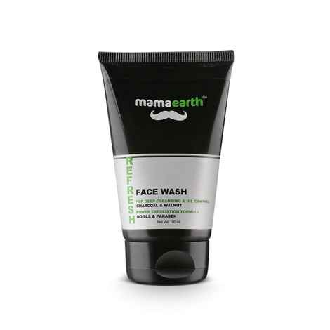 Buy Mamaearth Men's Refresh Oil Control Sls And Paraben-Less Facewash With Charcoal And Walnut - Purplle