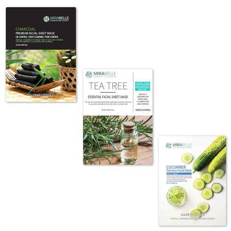 Buy Mirabelle Korea Acne Prone Skin Face Sheet Mask Combo Pack Of 3 (25 ml) - Purplle