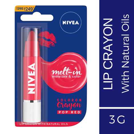 NIVEA Lip Crayon, Coloron Pop Red, Lip Balm, 3g
