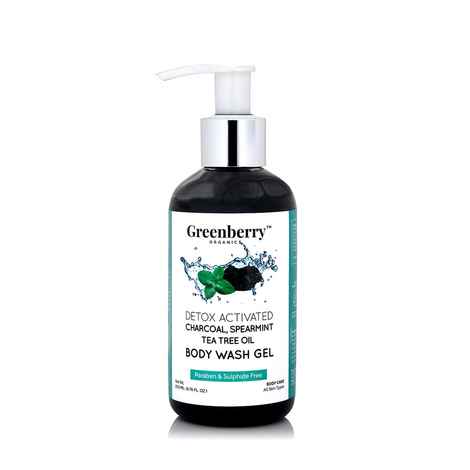 Buy Greenberry Organics Detox Activated Charcoal, Spearmint & Tea Tree Oil Body Wash Gel (200 ml) - Purplle