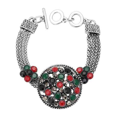 Buy Sukkhi Pretty Oxidised Silver Bracelet With Multi Colored Stones for Women - Purplle