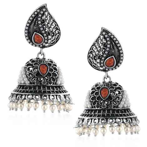 Buy Sukkhi Divine Oxidized Pearl Jhumki Earring For Women - Purplle