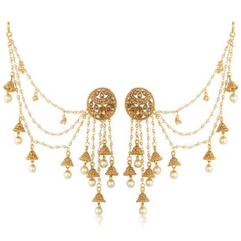 Buy Sukkhi Delightful Gold Plated Wedding Jewellery Bahubali Inspired Long Chain Jhumki Earrings For Women - Purplle