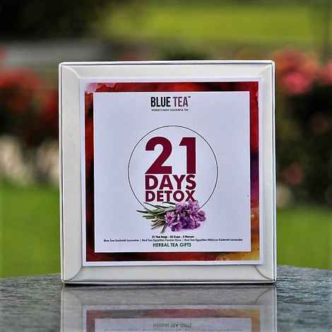 Buy Blue Tea Herbal Tea Gifts 21 Days Detox Assorted Premium White Box | 42Cups - 21 Teabags - Purplle