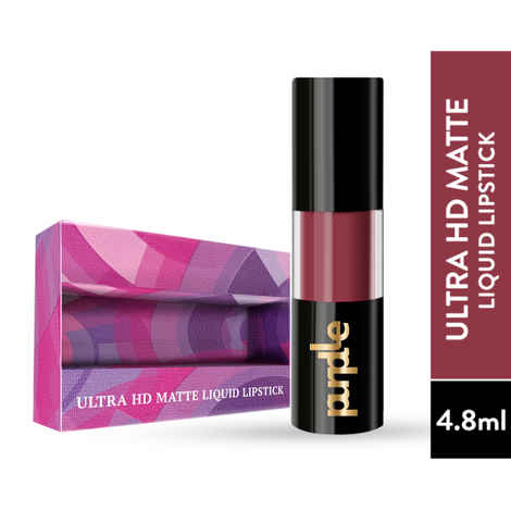 Purplle Ultra HD Matte Liquid Lipstick, Purple, My First Campaign 18 (4.8 ml) | Highly Pigmented | Non-drying | Long Lasting | Easy Application | Water Resistant | Transferproof | Smudgeproof | (4.8 ml)