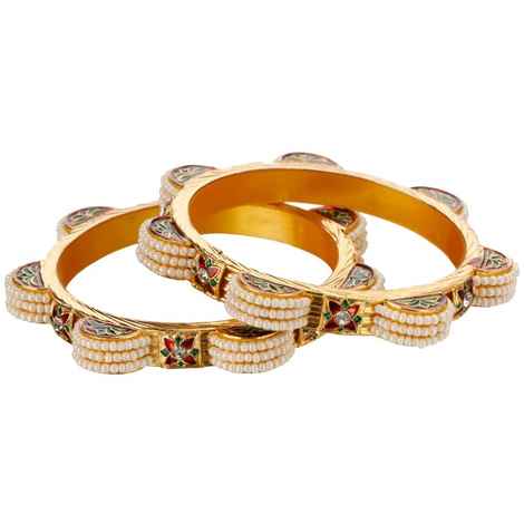 Buy Kord Store Fashion Jewellery Traditional Gold Plated Bangles Set For Girls And Women (Size -28) KSBAN50019 - Purplle