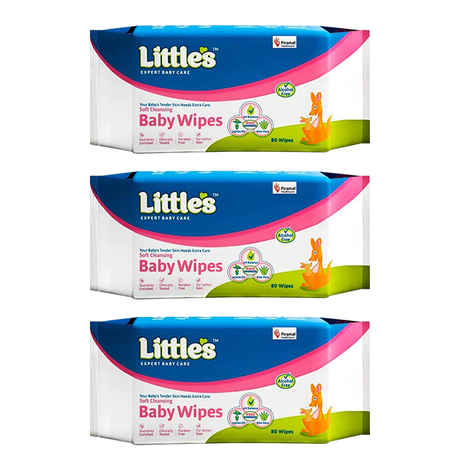 Buy Little's Soft Cleansing Baby Wipes 80's Pack Of 3 - Purplle