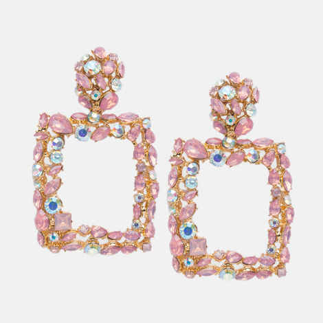 Buy Ferosh Rayen Pink Rhinestone Earrings - Purplle