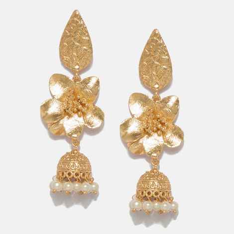 Buy Ferosh Zonira Floral Jhumki Earrings - Purplle