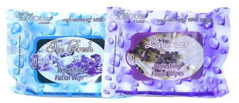 Bonjour Paris Refreshing Wet Facial Wipes, Ice and Lavender, 25 Pieces (Pack of 2) (150 g)
