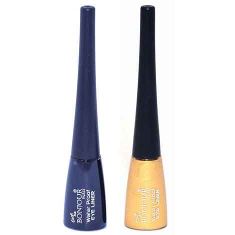 Bonjour Paris Waterproof Eye Liner, Black/Gold (10 ml)