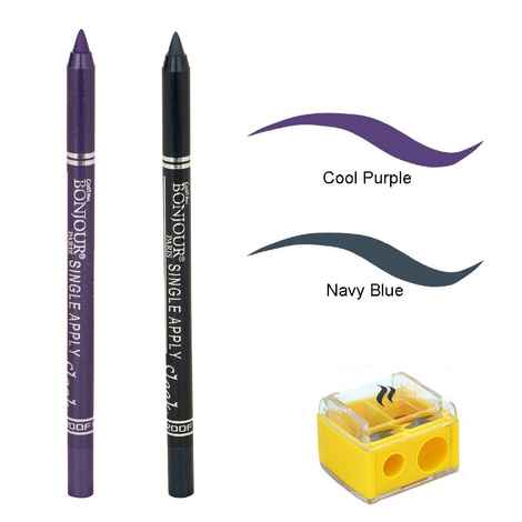 Bonjour Paris Metallic Eye Pencil - Cool Purple/Navy Blue - Sharpener (3.6 g)