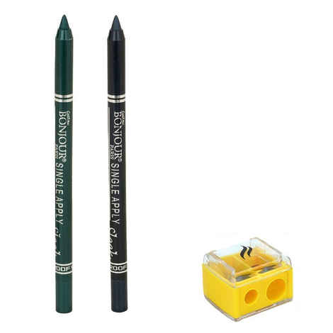 Bonjour Paris Metallic Eye Pencil - Glazed Green /Navy Blue - Sharpener (3.6 g)
