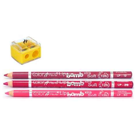 Color Fever Lip Liner Budget Pack - Floral / Raspberry/ Hot Pink - Sharpener (5.7 g)