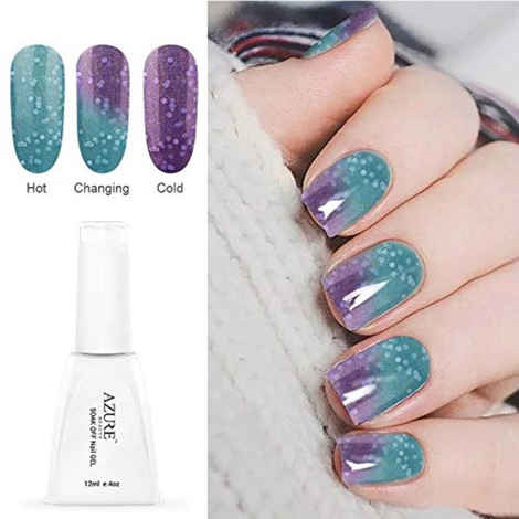 Azure Beauty Newest Nail Gel Polish Temperature Changing Nail Color Soak-off LED/UV Gel Polish 1pcs Nail Gel For Nail Art (Azure - T27) (12 ml)
