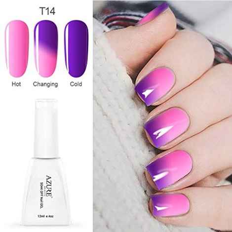 Buy Azure Beauty Newest Nail Gel Polish Temperature Changing Nail Color Soak-off LED/UV Gel Polish (12 ml) 1pcs Nail Gel For Nail Art (Azure - T14) - Purplle