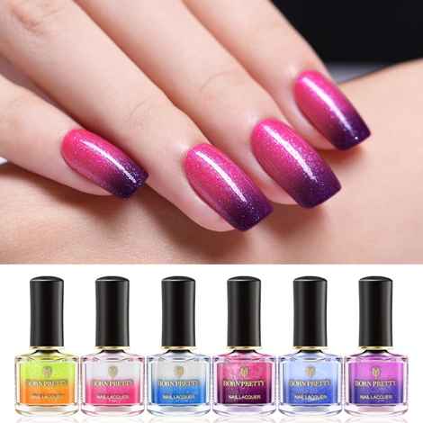 BORN PRETTY Thermal Nail Polish Temperature Color Changing Nail Art Varnish Manicure Varnish Long Lasting Poilsh12 Colors (BP-LD08) (6 ml)