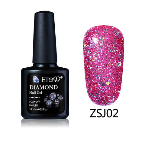 Elite99 Diamond Glitter UV Gel Varnish Shiny Sequins Soak Off Gel Nail Polish Vernis Semi Permanent Nail Art Manicure Gel (E99-ZSJ02) (10 ml)
