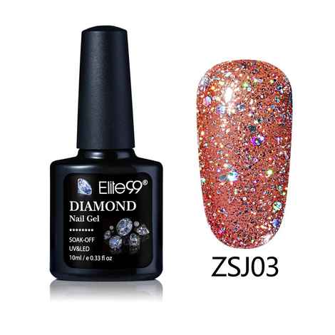 Elite99 Diamond Glitter UV Gel Varnish Shiny Sequins Soak Off Gel Nail Polish Vernis Semi Permanent Nail Art Manicure Gel (E99-ZSJ03) (10 ml)